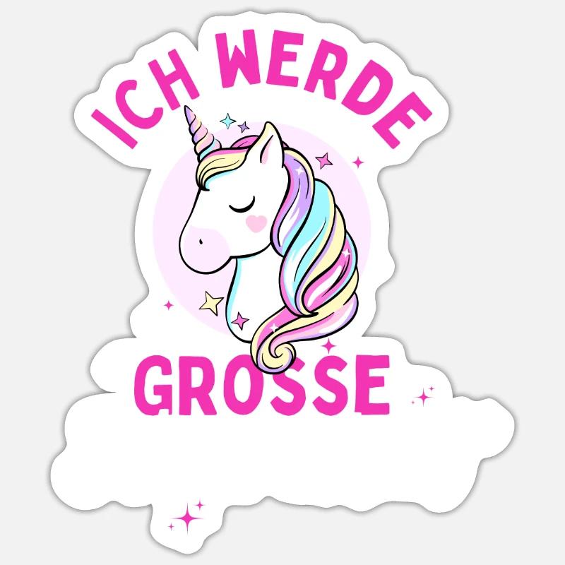 Ich werde Große Schwester 2024 Loading Einhorn - Sticker Größe S (10 x 10 cm) - Mattweiß