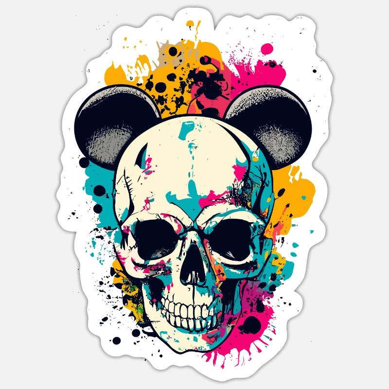Skull with Mouse Ears Skull - Sticker size S (10 x 10 cm) - white matte