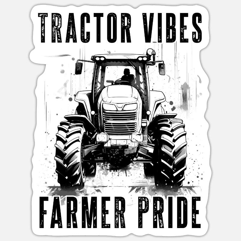 Tractor Vibes Farmer Pride Traktor Bauer Gärtner - Sticker Größe S (10 x 10 cm) - Mattweiß