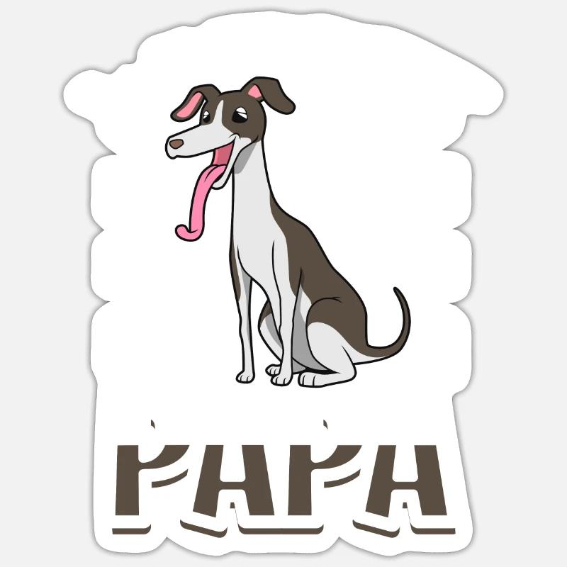Whippet Daddy - Whippet - Sticker size S (10 x 10 cm) - white matte