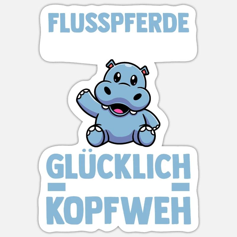 Nilpferd Flusspferd - Sticker Größe S (10 x 10 cm) - Mattweiß