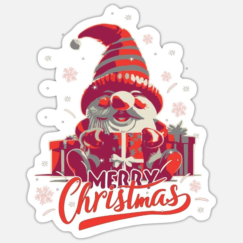 Noël Noël elfe Gnome - Sticker taille S (10 x 10 cm) - blanc mat