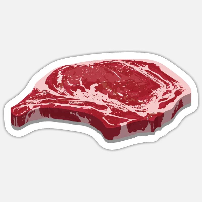 Bifteck - Sticker taille S (10 x 10 cm) - blanc mat