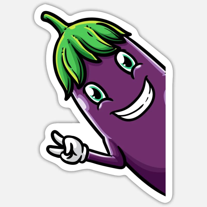 Eggplant Side Fruit Vegetables Vegetarian - Sticker size S (10 x 10 cm) - white matte