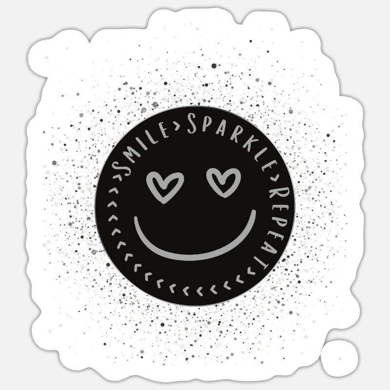 Smile Sparkle Repeat - Sticker Größe S (10 x 10 cm) - Mattweiß