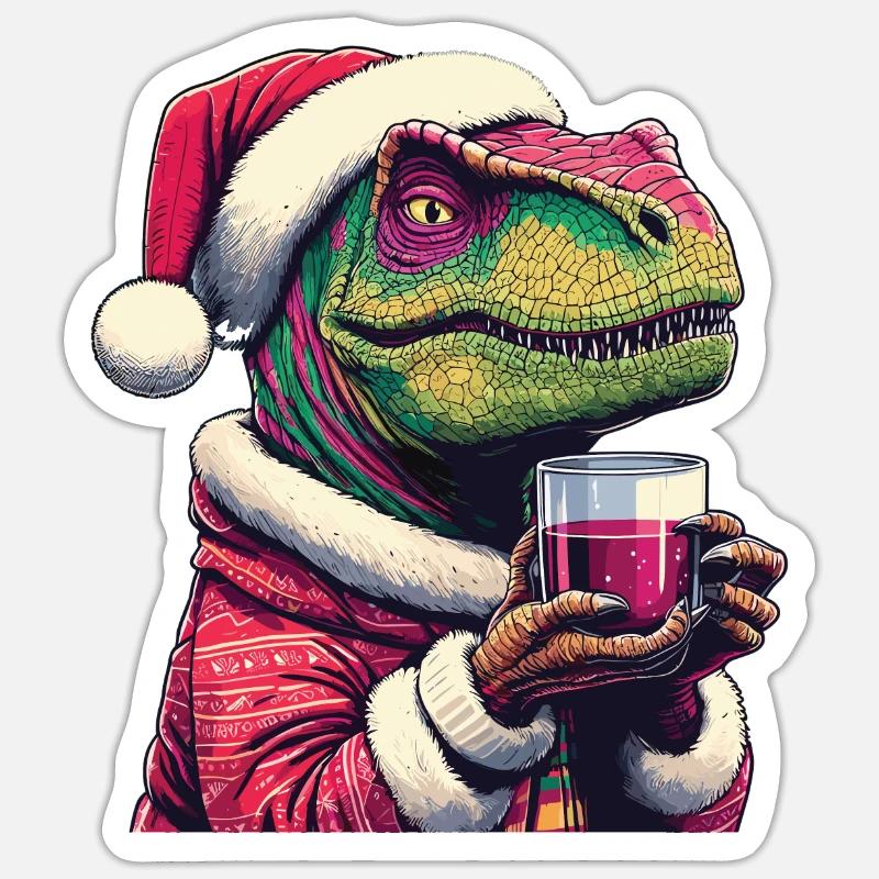 Raptor drinks mulled wine Sticker size S (10 x 10 cm)
