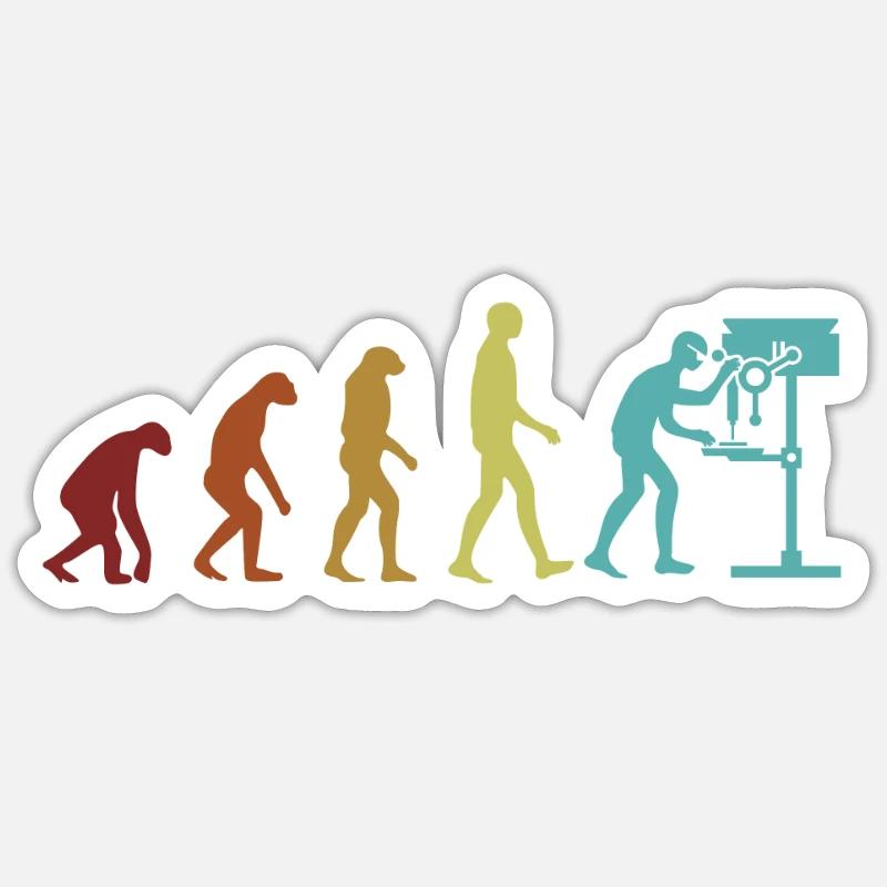 Carpenter Evolution Schreiner Holzmechaniker - Sticker Größe S (10 x 10 cm) - Mattweiß