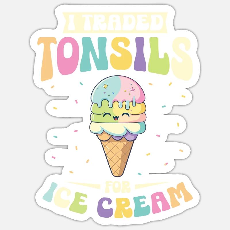 Tonsillectomy, recovery, tonsillectomy - Sticker size S (10 x 10 cm) - white matte