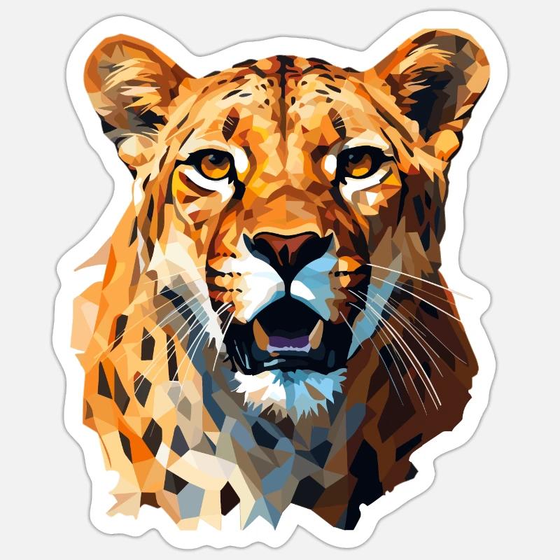 Guépard dans le style polygonal Sticker taille S (10 x 10 cm)