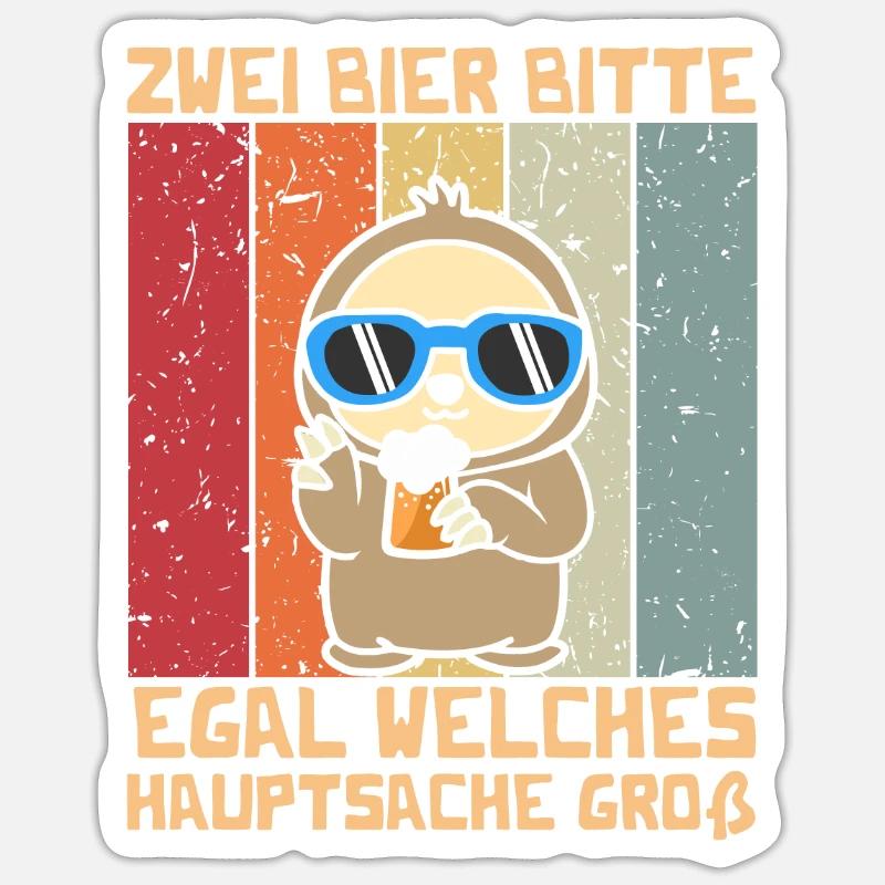 Zwei Bier bitte Hauptsache Groß - Sticker Größe S (10 x 10 cm) - Mattweiß