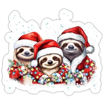 Sloth Family Christmas, Mom, Dad, Baby Sloth Chris - Sticker size S (10 x 10 cm) - white matte - Front
