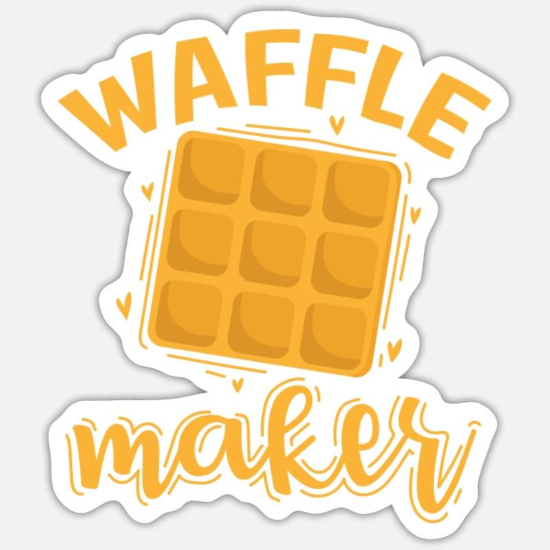 Waffles Maker Teig Gebäck Snack - Sticker Größe S (10 x 10 cm) - Mattweiß