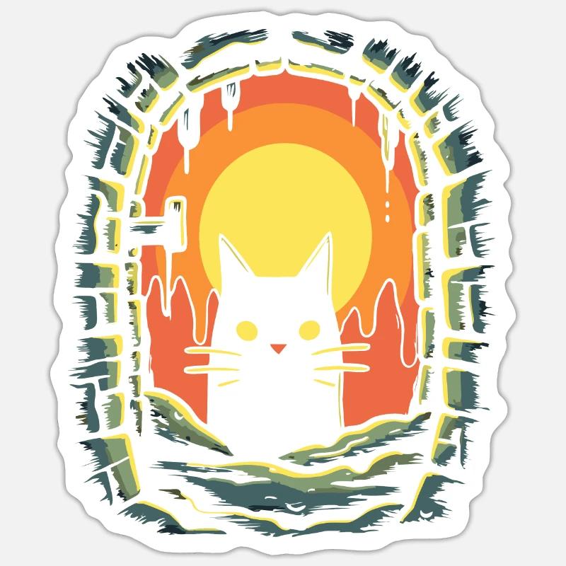 Enter the Cat's Dungeon - Sticker size S (10 x 10 cm) - white matte