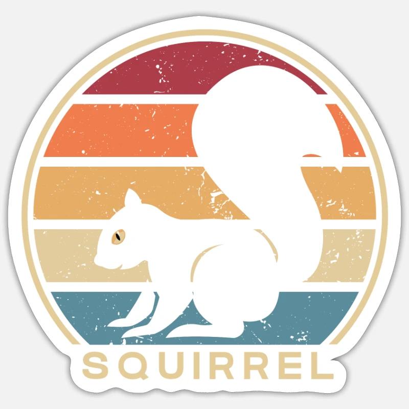Retro Squirrel Fox Squirrel Grey Squirrel Sticker size S (10 x 10 cm)