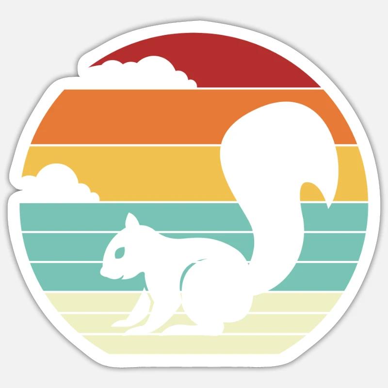 Écureuil gris rétro Fox Squirrel Sticker taille S (10 x 10 cm)