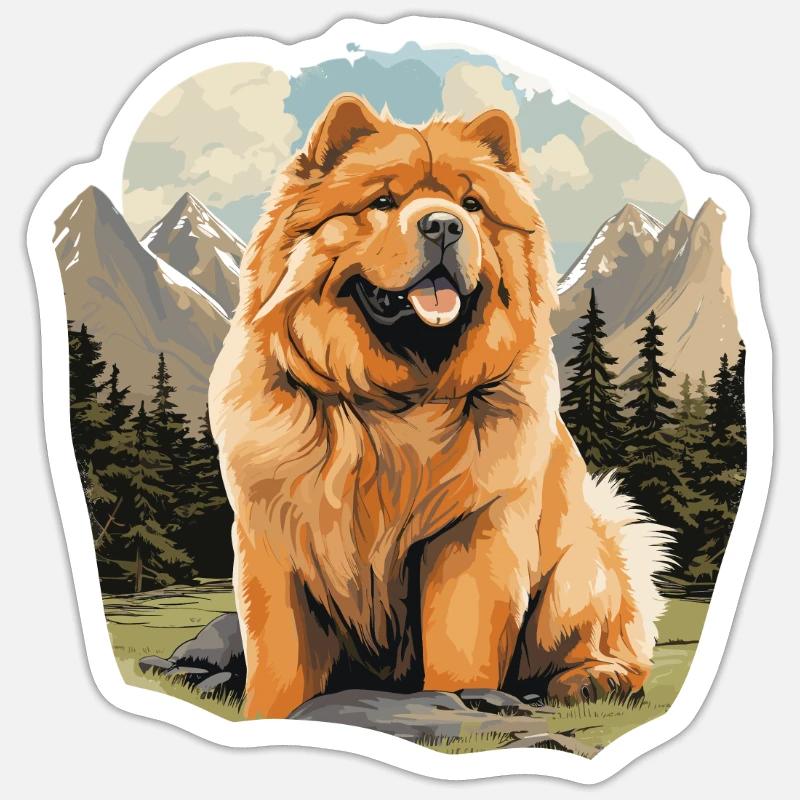 Hund Chow Chow - Sticker Größe S (10 x 10 cm) - Mattweiß