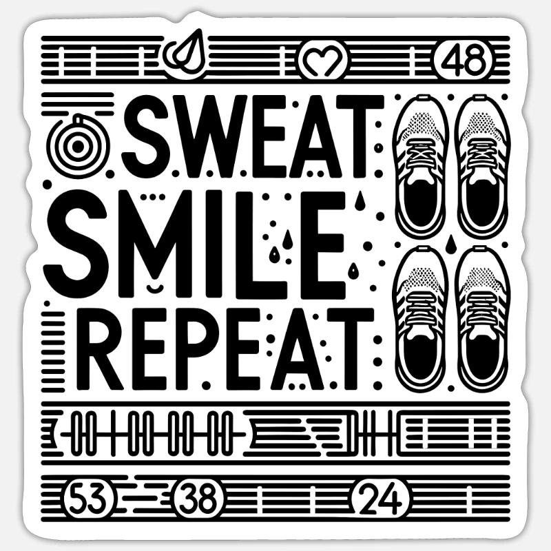 Sweat Smile Répéter - Sticker taille S (10 x 10 cm) - blanc mat
