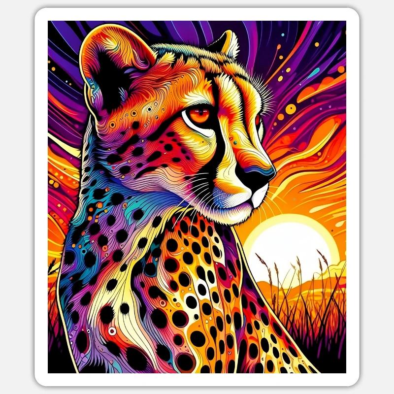 Guépard - Sticker taille S (10 x 10 cm) - blanc mat