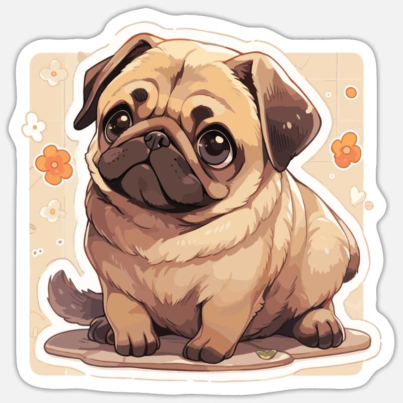 Mops Mops Hund Mops Leben Mops Geschenke Sticker Größe S (10 x 10 cm)