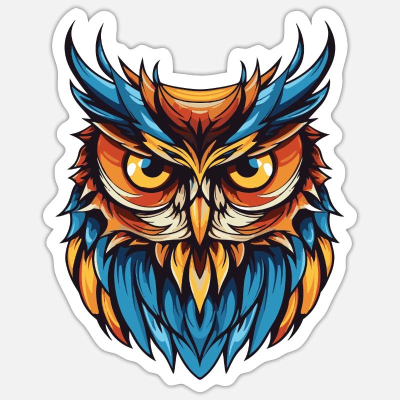 Eule Portrait - Sticker Größe S (10 x 10 cm) - Mattweiß