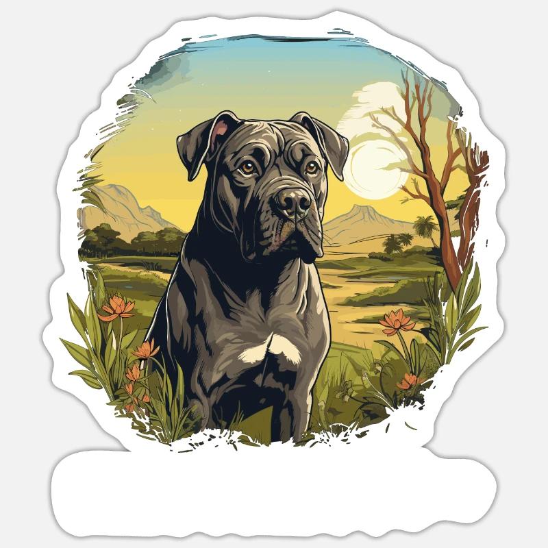 Hund Cane Corso - Sticker Größe S (10 x 10 cm) - Mattweiß