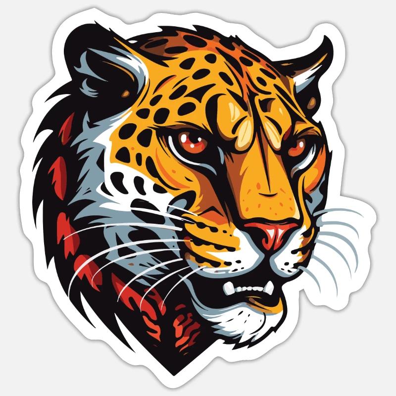 Tête de guépard - Sticker taille S (10 x 10 cm) - blanc mat