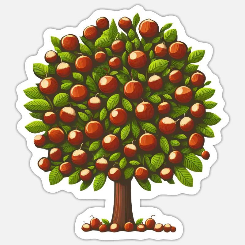 Autumn Treasures: Deciduous Tree with Chestnuts & Trees Sticker size S (10 x 10 cm)