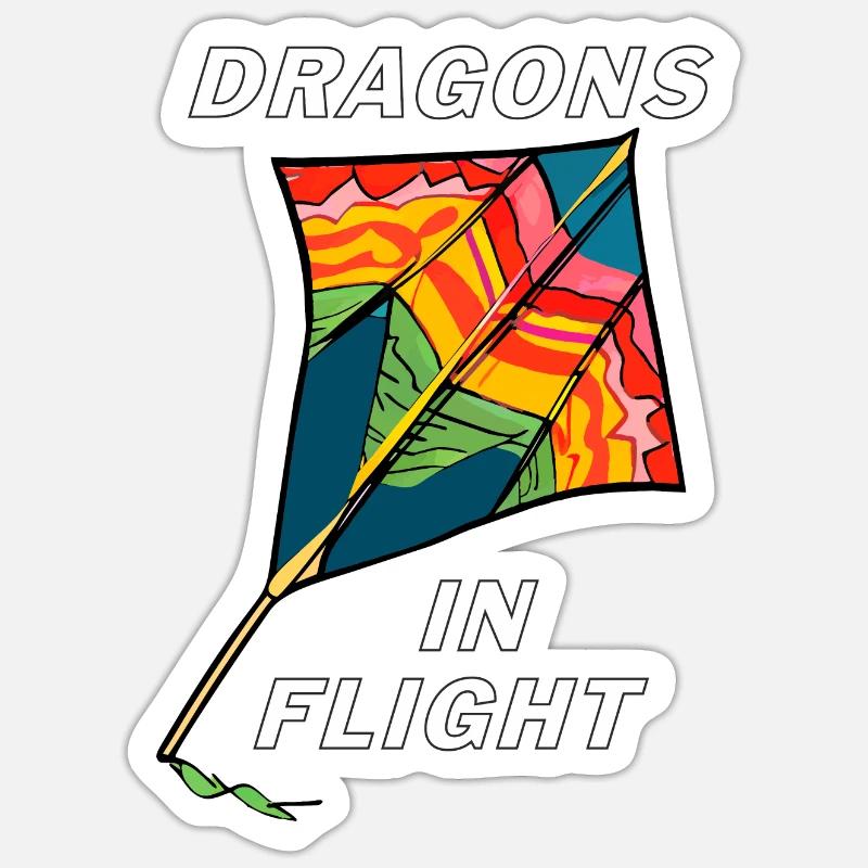 DRACHEN DRAGONS IN FLIGHT - Sticker Größe S (10 x 10 cm) - Mattweiß