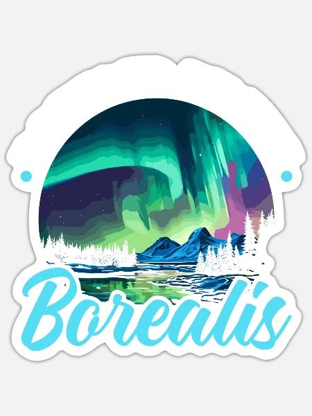 Aurora Borealis Dark Sky Nature Lichtspiel - Sticker Größe S (10 x 10 cm) - Mattweiß