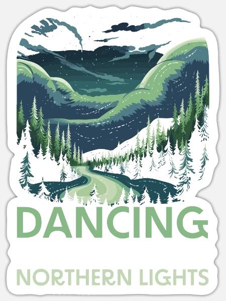 Aurora Borealis Dark Sky Nature Lichtspiel - Sticker Größe S (10 x 10 cm) - Mattweiß