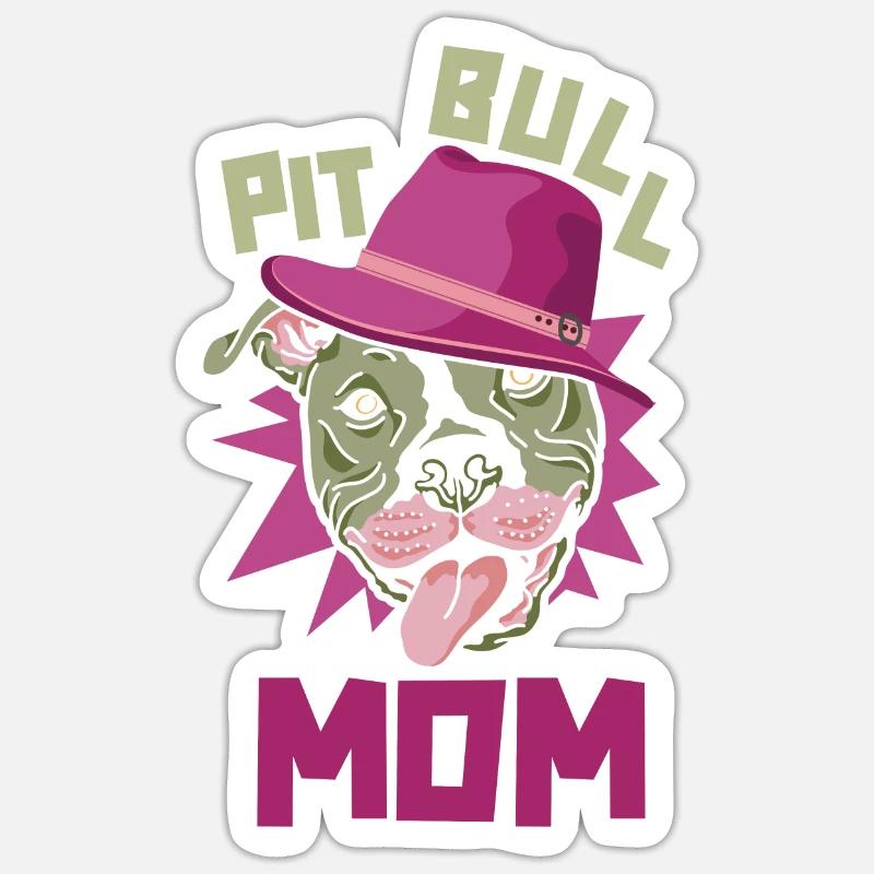 Pitbull Mutter Pitbull Verbot Mom - Sticker Größe S (10 x 10 cm) - Mattweiß