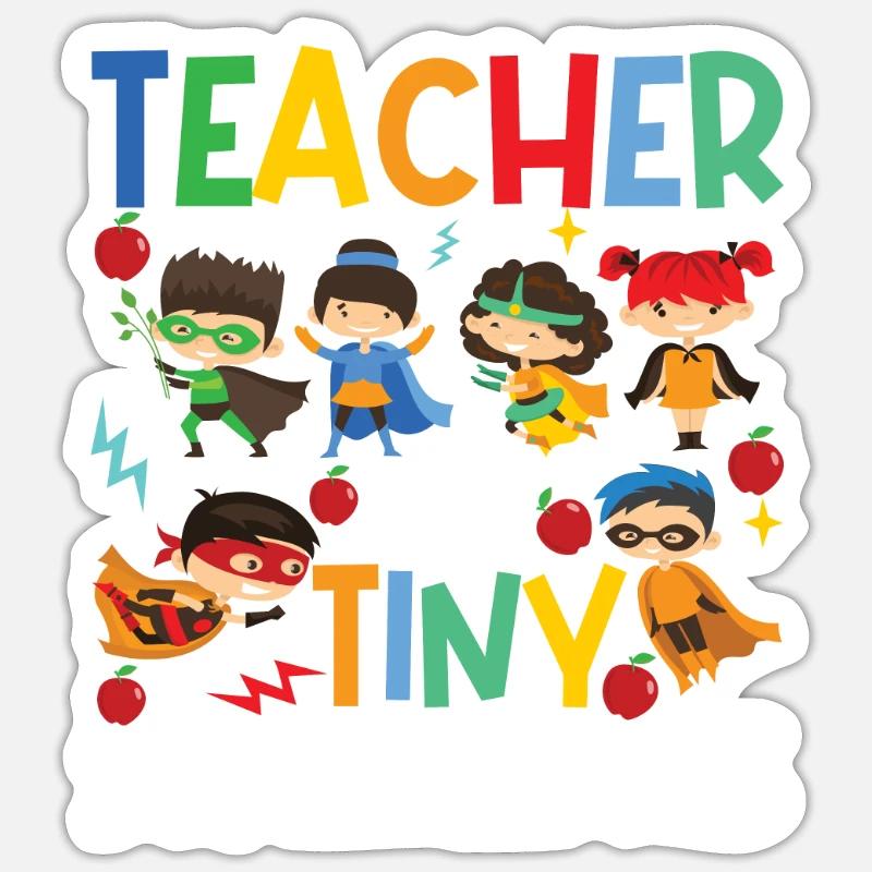 Tiny Superhero Teacher Funny - Sticker size S (10 x 10 cm) - white matte