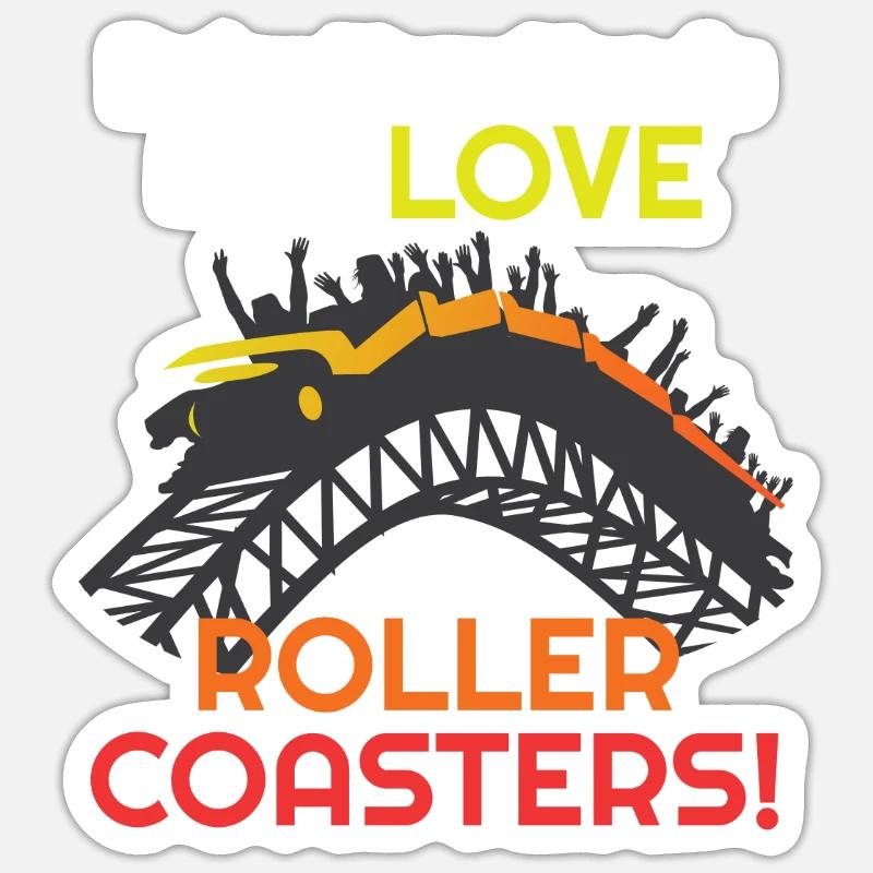Love Roller Coasters! Achterbahn - Sticker Größe S (10 x 10 cm) - Mattweiß