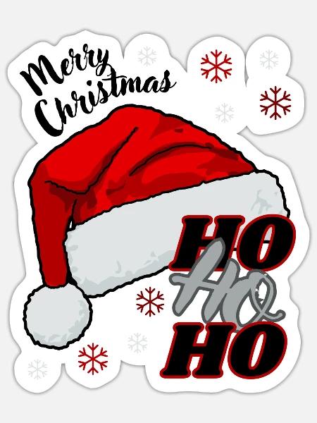 Frohe Weihnachten HO HO HO HO - Sticker Größe S (10 x 10 cm) - Mattweiß