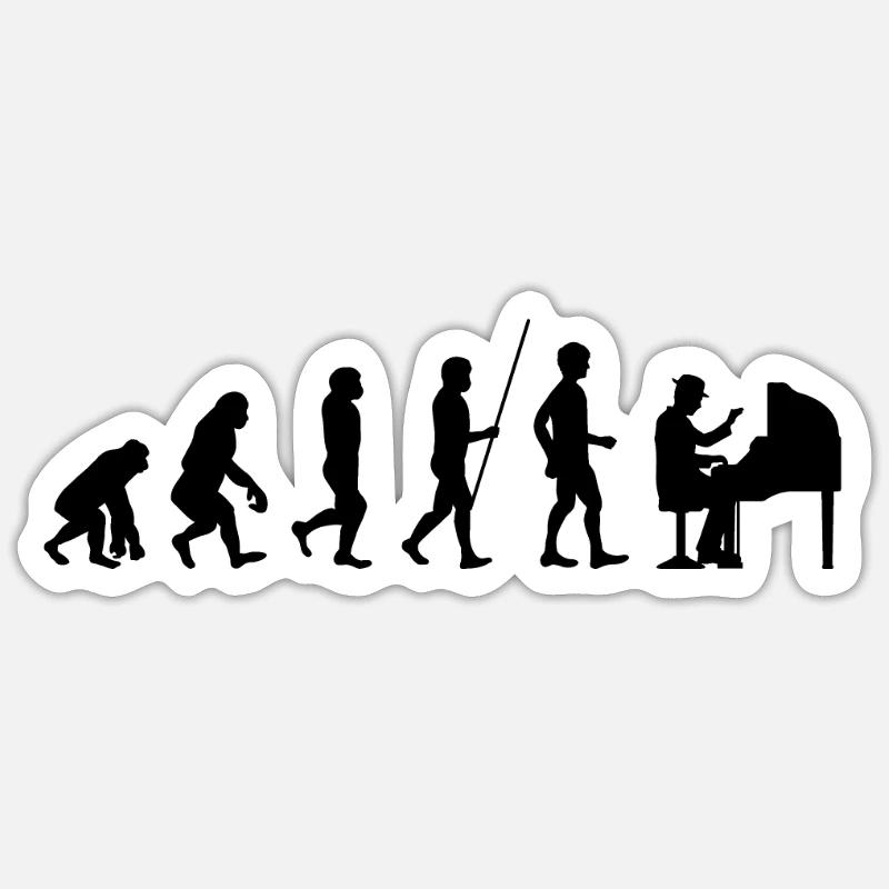 Evolution piano pianiste piano - Sticker taille S (10 x 10 cm) - blanc mat