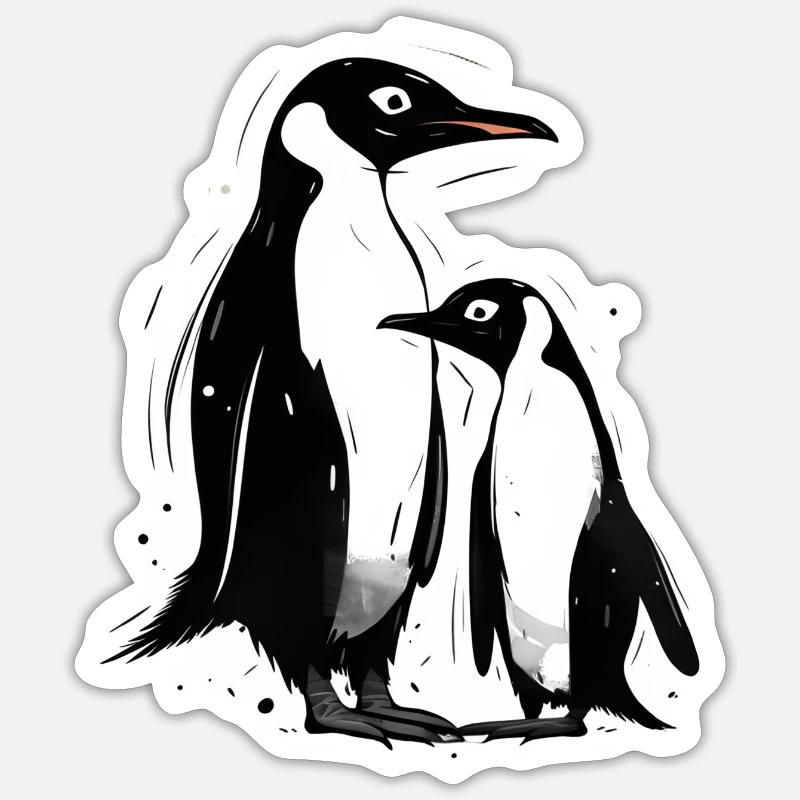 Pingouins - Sticker taille S (10 x 10 cm) - blanc mat