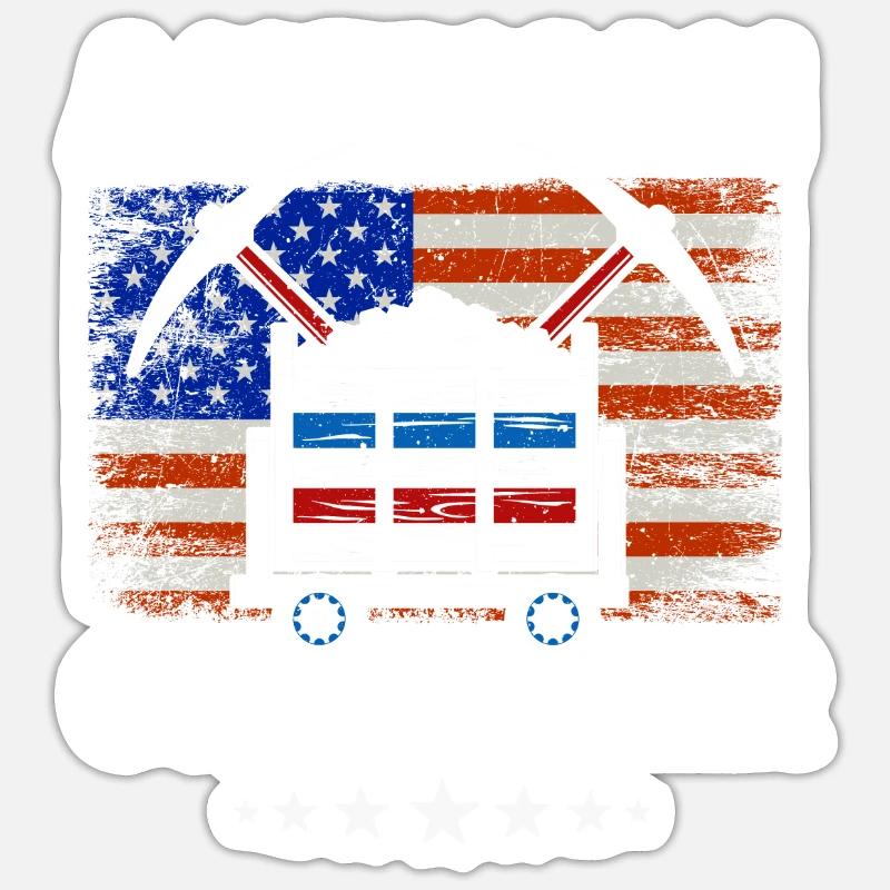 Mineur de charbon américain - Sticker taille S (10 x 10 cm) - blanc mat