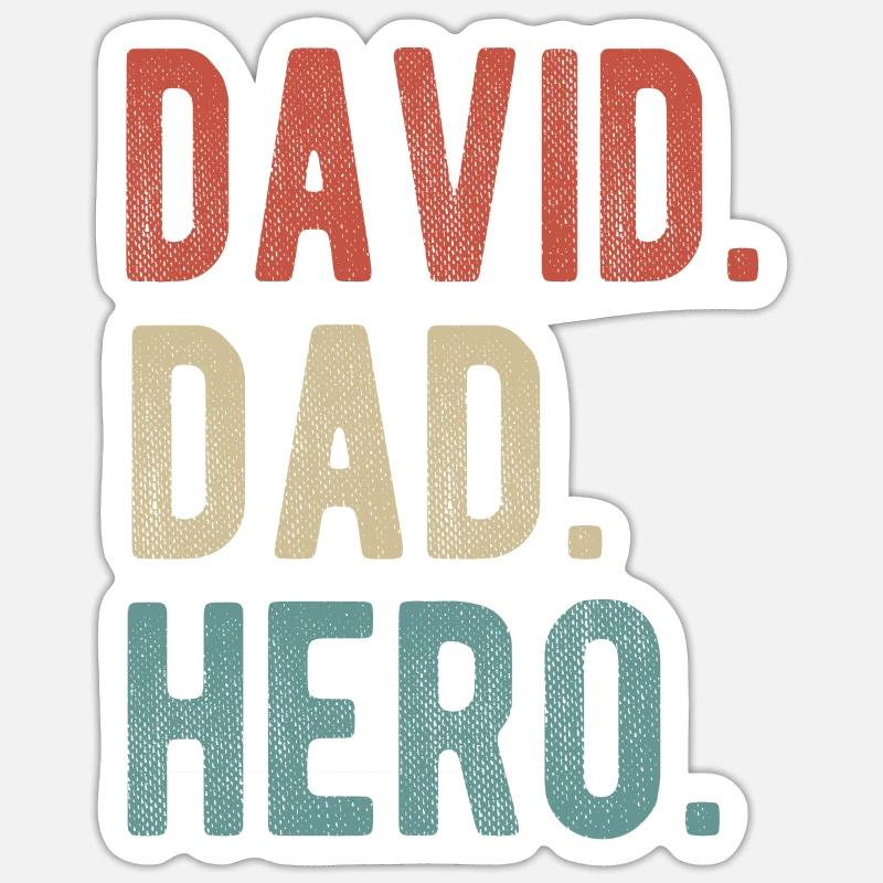 David Papa Héros - Sticker taille S (10 x 10 cm) - blanc mat