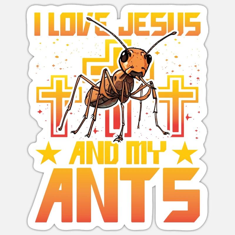 J'aime Jésus et mes réponses - Sticker taille S (10 x 10 cm) - blanc mat