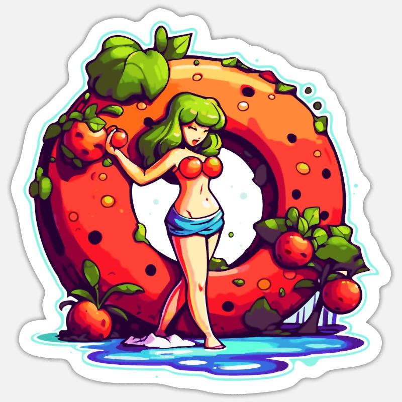 Fruchtiger Saftiger Donut - Sticker Größe S (10 x 10 cm) - Mattweiß