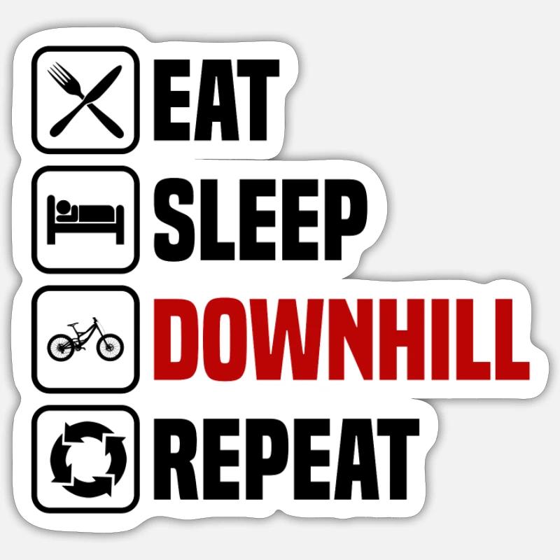 Eat sleep downhill repeat - Sticker size S (10 x 10 cm) - white matte