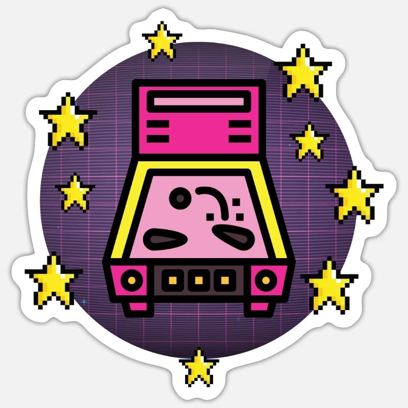 Flipper Arcade Rétro - Sticker taille S (10 x 10 cm) - blanc mat