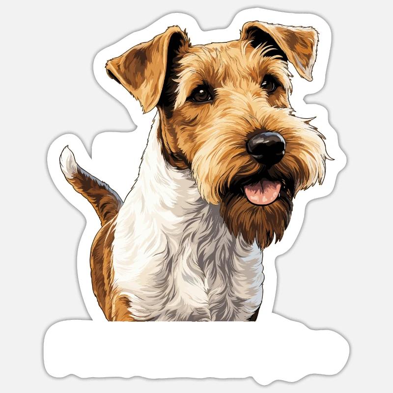 Chien Fox Terrier - Sticker taille S (10 x 10 cm) - blanc mat