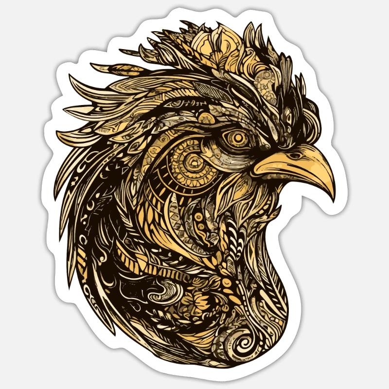 Hahn Kopf Tier - Sticker Größe S (10 x 10 cm) - Mattweiß