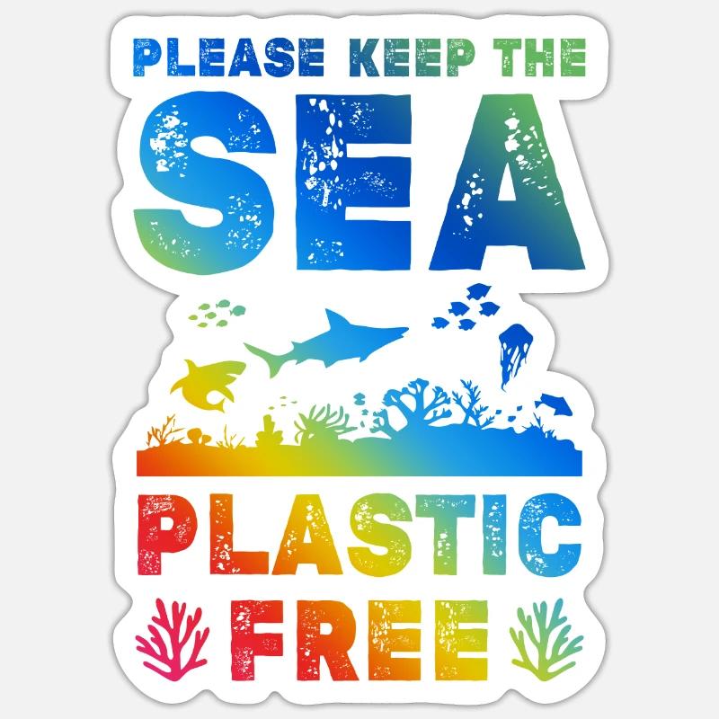 Plastic Save the Ocean Sticker size S (10 x 10 cm)