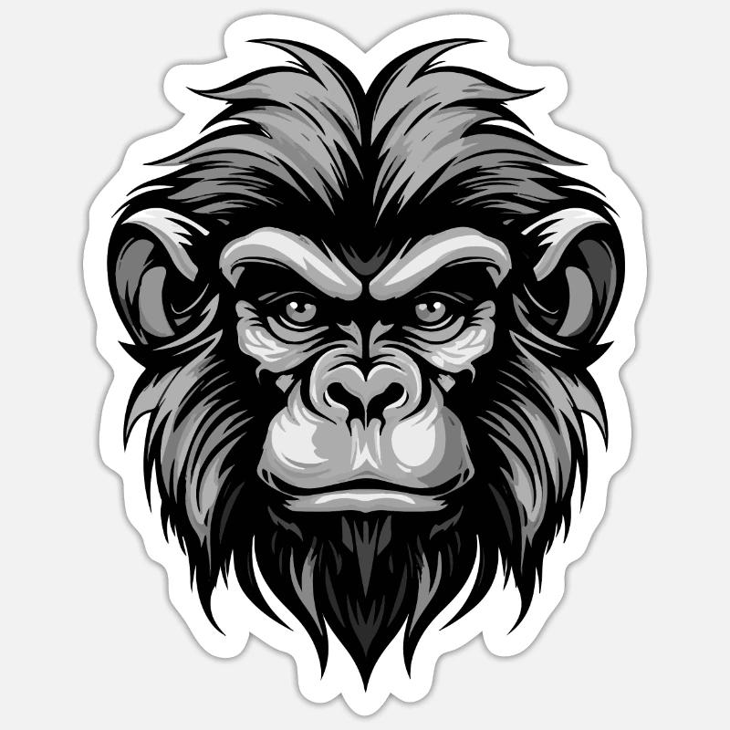 Monkey Head - Sticker size S (10 x 10 cm) - white matte