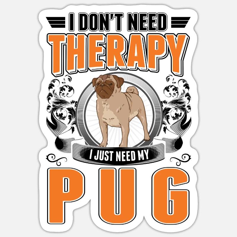 Pug Therapy Gift - Sticker size S (10 x 10 cm) - white matte