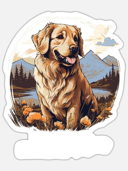 Hund Golden Retriever - Sticker Größe S (10 x 10 cm) - Mattweiß