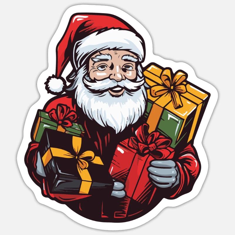 Weihnachtsmann Geschenke - Sticker Größe S (10 x 10 cm) - Mattweiß