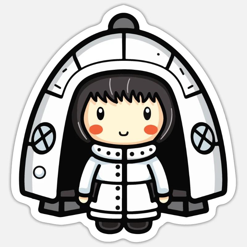 Igloo Eskimo Bande dessinée d’hiver Sticker taille S (10 x 10 cm)